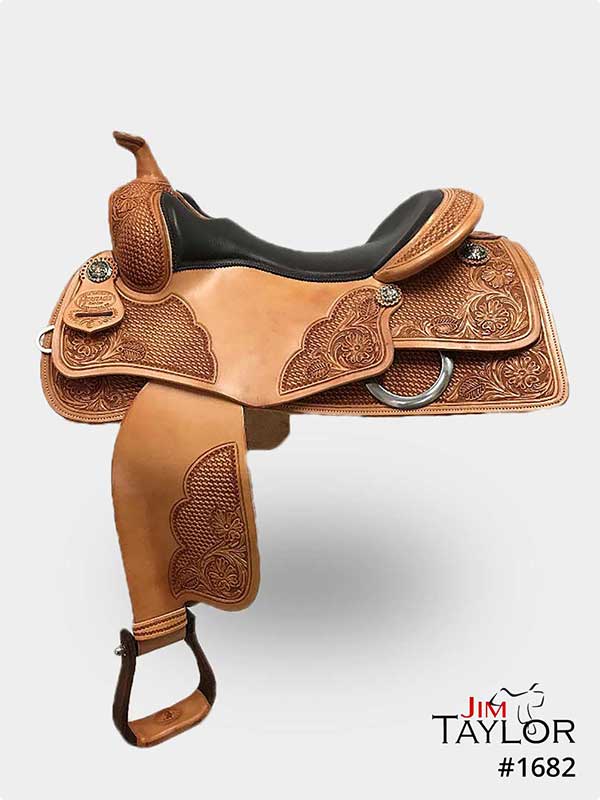 Tan reining western saddle