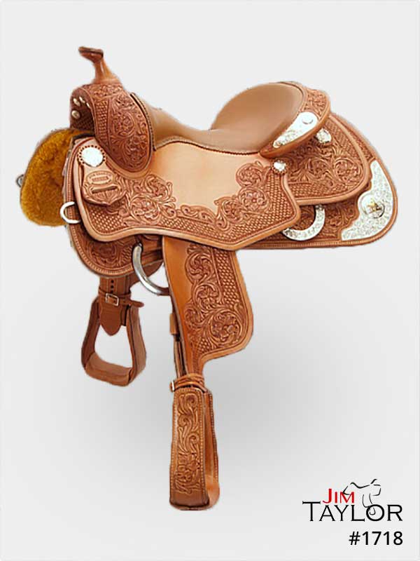 Brown silver show saddle
