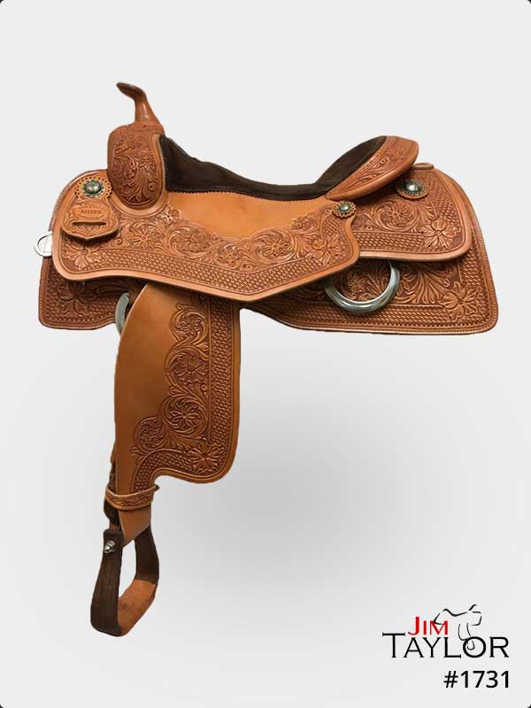 Brown reining western saddle