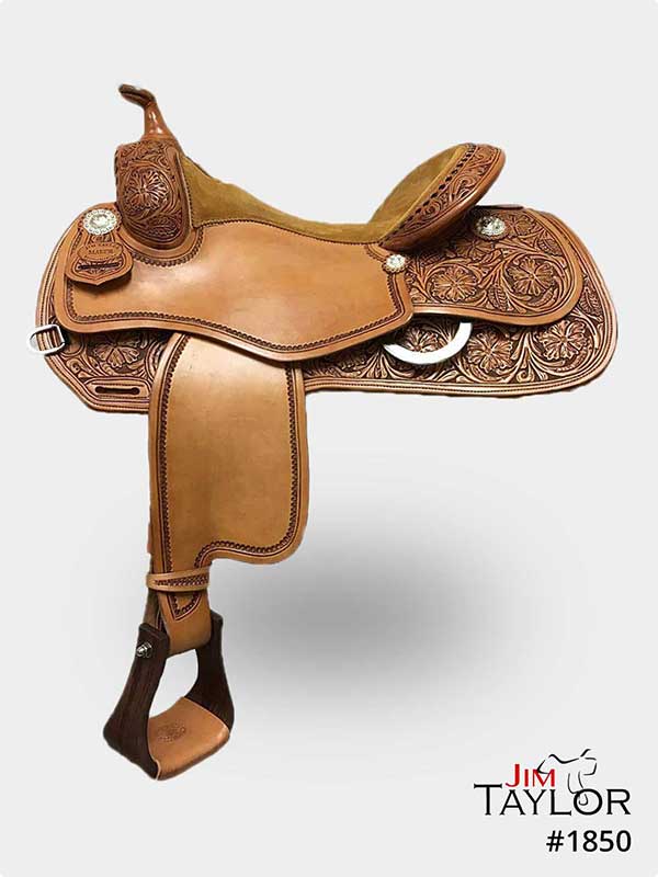 Light brown reining western saddle